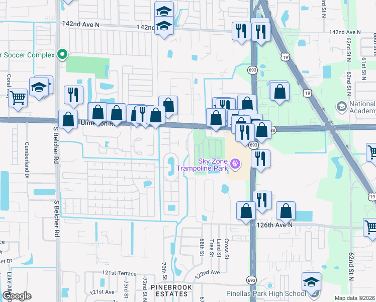 map of restaurants, bars, coffee shops, grocery stores, and more near in Largo