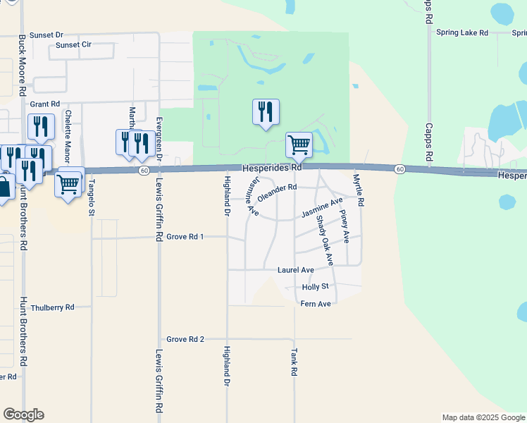 map of restaurants, bars, coffee shops, grocery stores, and more near 1839 Oleander Road in Lake Wales