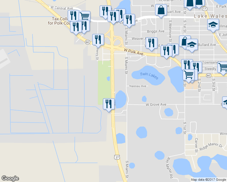 map of restaurants, bars, coffee shops, grocery stores, and more near 15333 U.S. 27 in Lake Wales