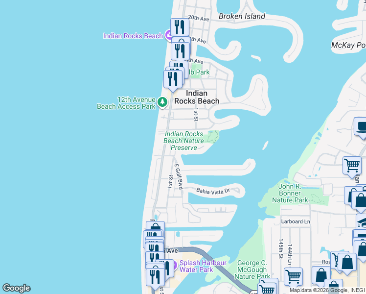 map of restaurants, bars, coffee shops, grocery stores, and more near 208 Hidden Harbour Drive in Indian Rocks Beach