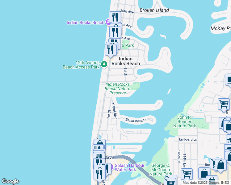 map of restaurants, bars, coffee shops, grocery stores, and more near 208 Hidden Harbour Drive in Indian Rocks Beach