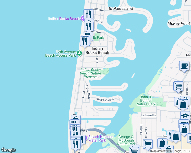 map of restaurants, bars, coffee shops, grocery stores, and more near 816 Hidden Harbour Drive in Indian Rocks Beach