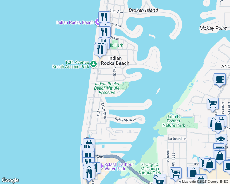 map of restaurants, bars, coffee shops, grocery stores, and more near 816 Hidden Harbour Drive in Indian Rocks Beach