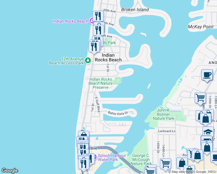 map of restaurants, bars, coffee shops, grocery stores, and more near 816 Hidden Harbour Drive in Indian Rocks Beach