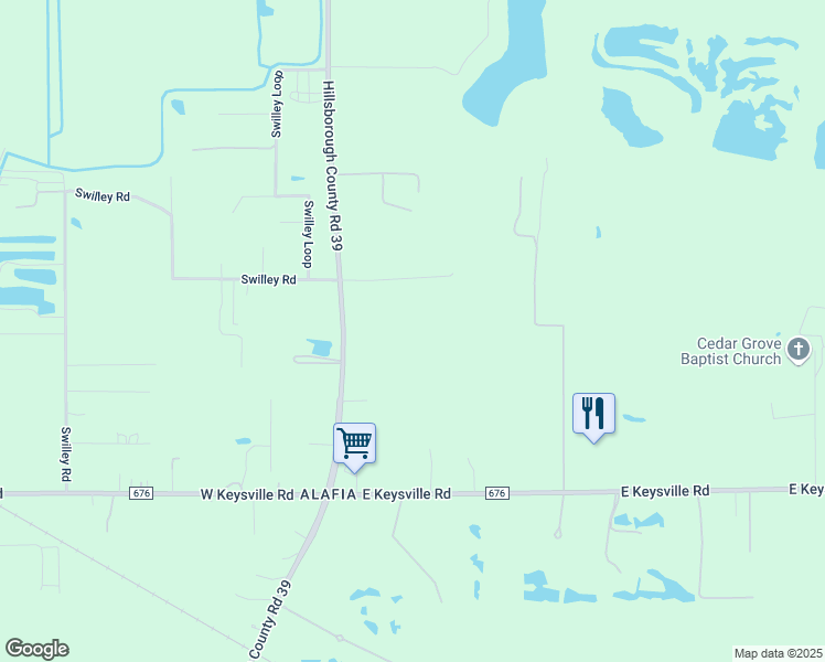 map of restaurants, bars, coffee shops, grocery stores, and more near 8018 County Road 39 in Plant City