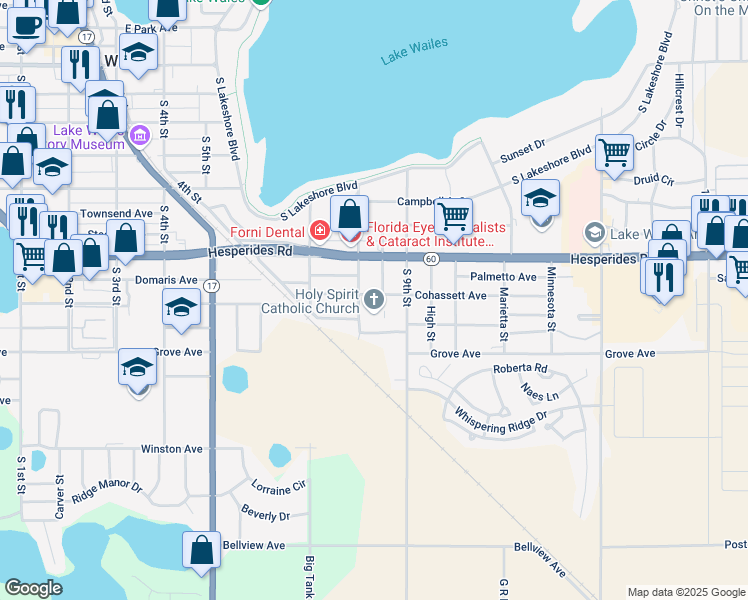 map of restaurants, bars, coffee shops, grocery stores, and more near 812 Cohassett Avenue in Lake Wales