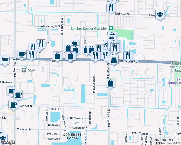 map of restaurants, bars, coffee shops, grocery stores, and more near 13227 Thoroughbred Loop in Largo