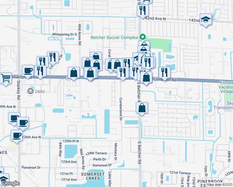 map of restaurants, bars, coffee shops, grocery stores, and more near 13227 Thoroughbred Loop in Largo