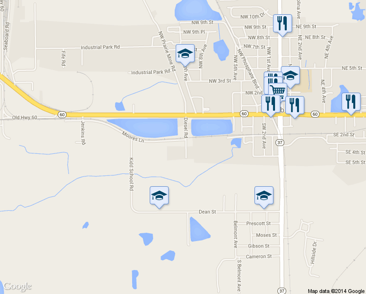 map of restaurants, bars, coffee shops, grocery stores, and more near 330 Diesel Road in Mulberry