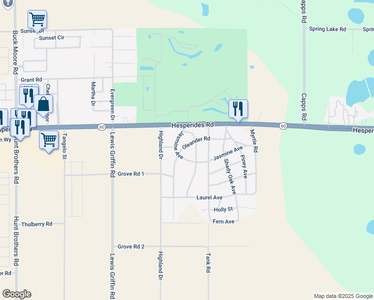 map of restaurants, bars, coffee shops, grocery stores, and more near 1839 Oleander Road in Lake Wales