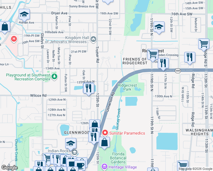 map of restaurants, bars, coffee shops, grocery stores, and more near 12330 Jefferson Circle in Largo