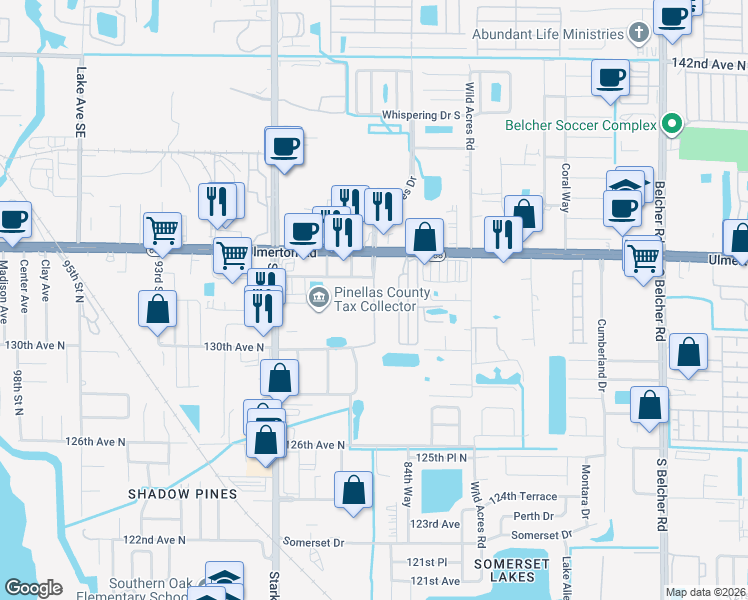 map of restaurants, bars, coffee shops, grocery stores, and more near 12687 Tall Pines Drive in Largo
