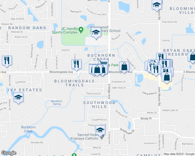map of restaurants, bars, coffee shops, grocery stores, and more near 859 West Bloomingdale Avenue in Brandon