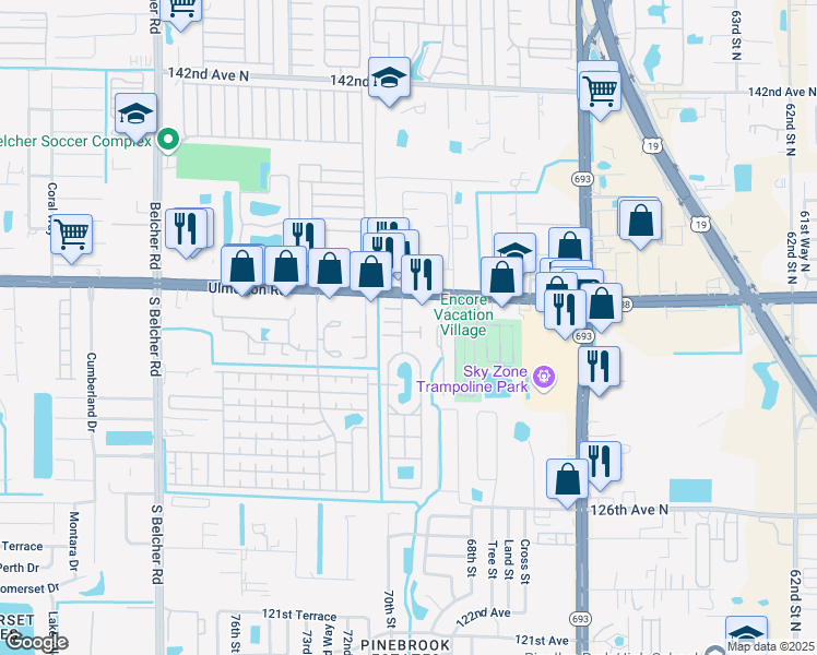map of restaurants, bars, coffee shops, grocery stores, and more near 7041 Opal Drive in Largo
