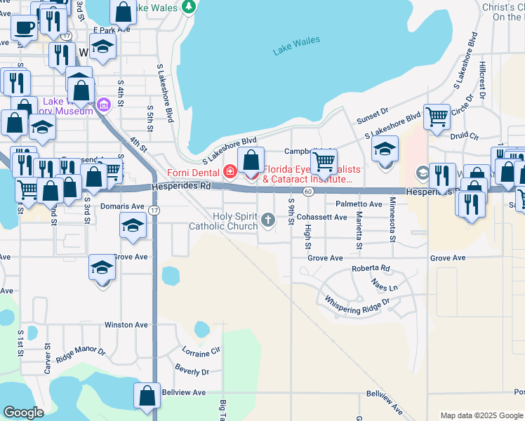 map of restaurants, bars, coffee shops, grocery stores, and more near 812 Cohassett Avenue in Lake Wales
