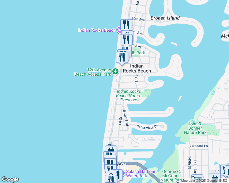 map of restaurants, bars, coffee shops, grocery stores, and more near 940 Gulf Boulevard in Indian Rocks Beach