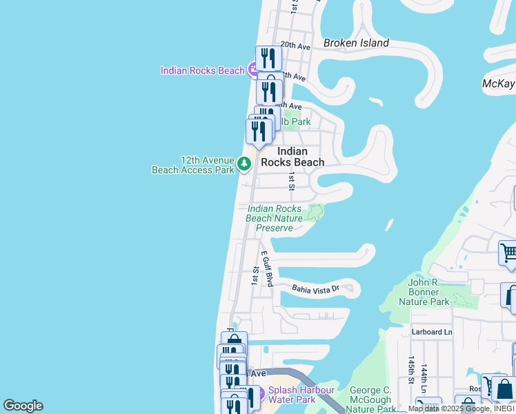 map of restaurants, bars, coffee shops, grocery stores, and more near 208 Hidden Harbour Drive in Indian Rocks Beach