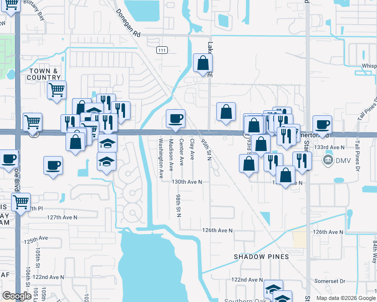 map of restaurants, bars, coffee shops, grocery stores, and more near 13266 Clay Avenue in Largo
