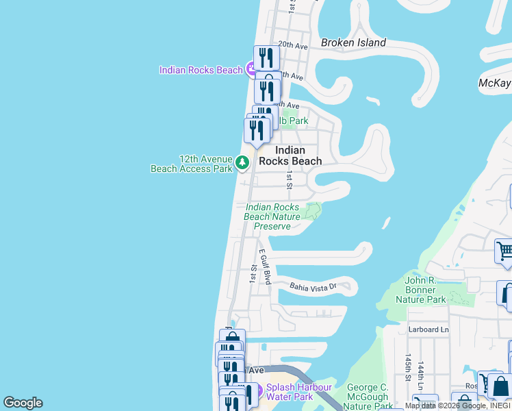map of restaurants, bars, coffee shops, grocery stores, and more near 208 Hidden Harbour Drive in Indian Rocks Beach