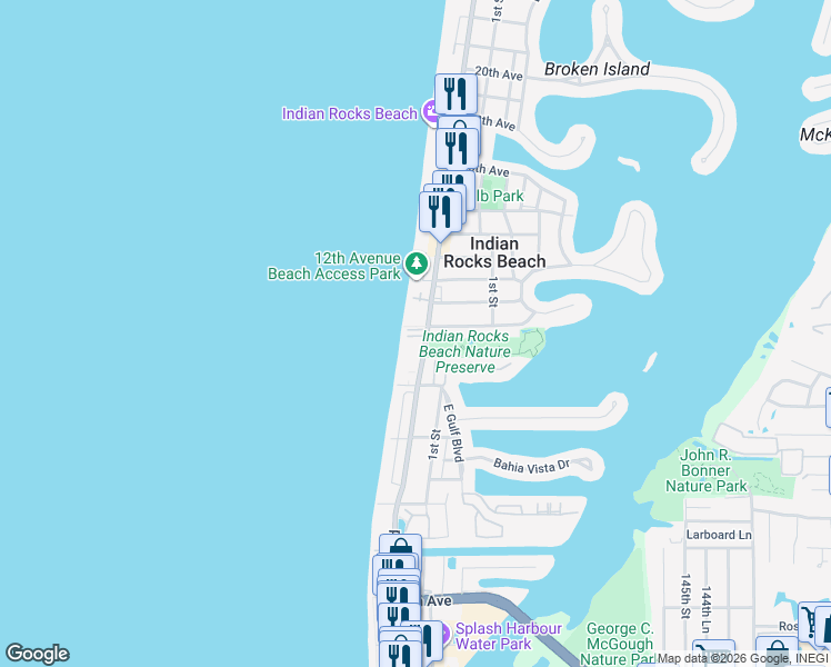 map of restaurants, bars, coffee shops, grocery stores, and more near 940 Gulf Boulevard in Indian Rocks Beach