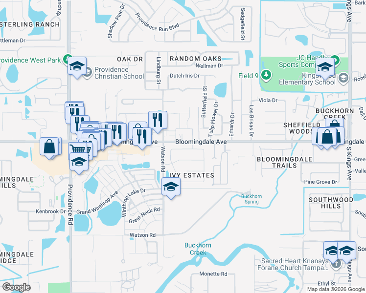 map of restaurants, bars, coffee shops, grocery stores, and more near 3420 Yale Circle in Riverview