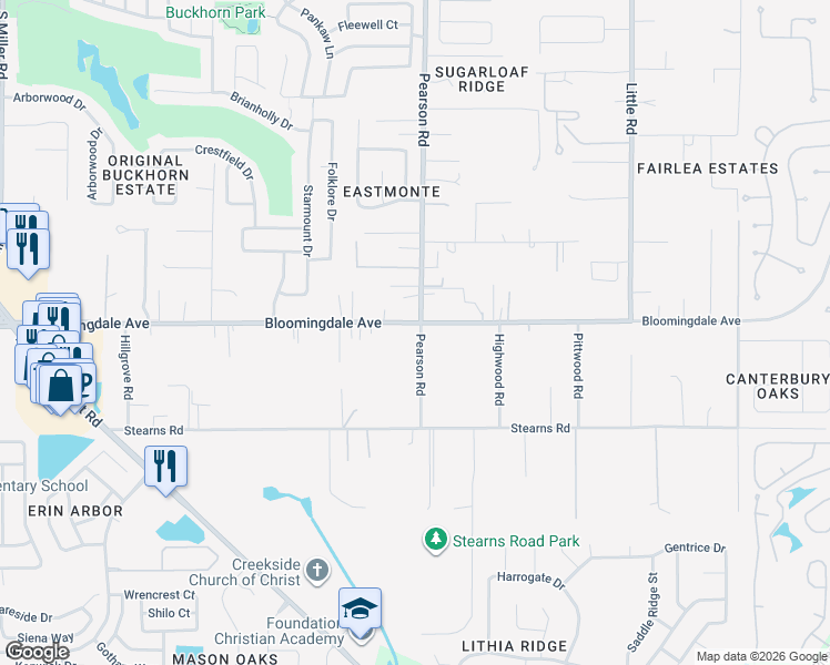 map of restaurants, bars, coffee shops, grocery stores, and more near 3502 Bloomingdale Avenue in Valrico