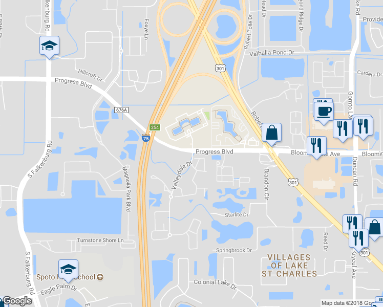 map of restaurants, bars, coffee shops, grocery stores, and more near 6050 Valleydale Drive in Riverview