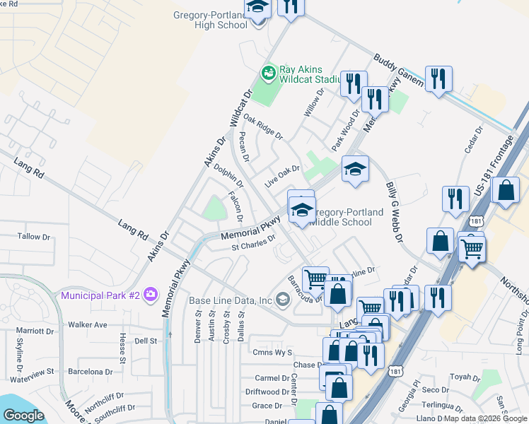 map of restaurants, bars, coffee shops, grocery stores, and more near 1805 Live Oak Drive in Portland