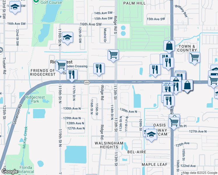 map of restaurants, bars, coffee shops, grocery stores, and more near in Largo