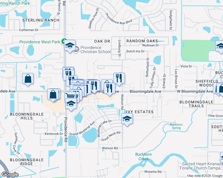 map of restaurants, bars, coffee shops, grocery stores, and more near 5822 Stockport Street in Riverview