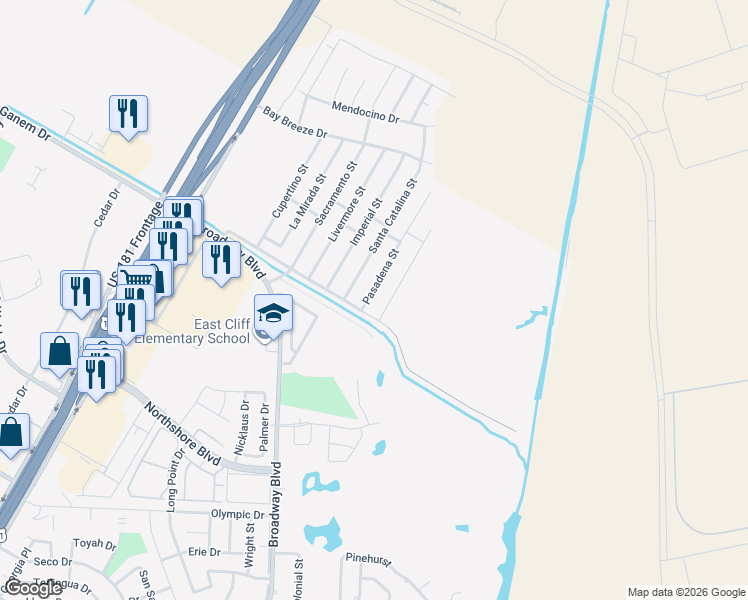 map of restaurants, bars, coffee shops, grocery stores, and more near 1007 Pasadena Street in Portland