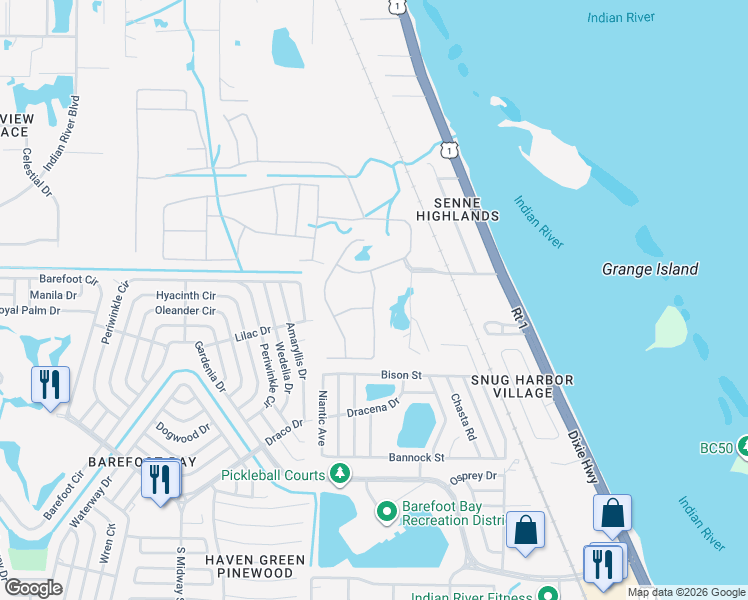 map of restaurants, bars, coffee shops, grocery stores, and more near in Micco