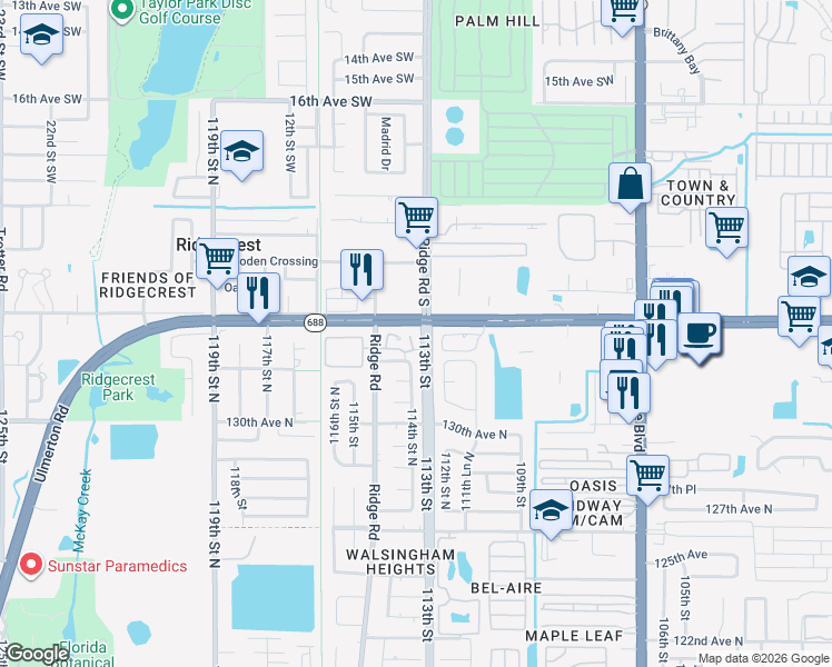 map of restaurants, bars, coffee shops, grocery stores, and more near in Largo