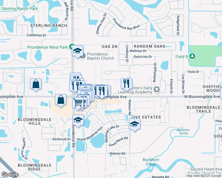 map of restaurants, bars, coffee shops, grocery stores, and more near 5822 Stockport Street in Riverview