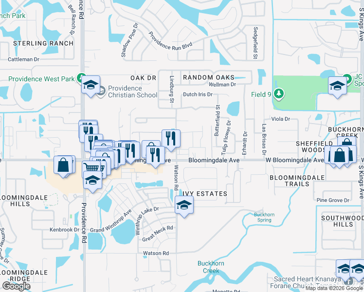 map of restaurants, bars, coffee shops, grocery stores, and more near 5918 Watson Road in Riverview