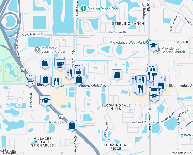map of restaurants, bars, coffee shops, grocery stores, and more near 5903 Simpson Road in Riverview