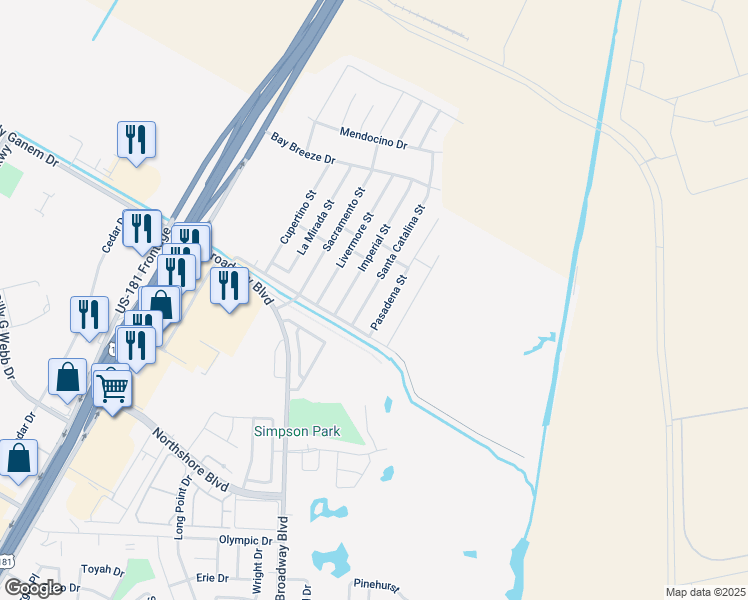 map of restaurants, bars, coffee shops, grocery stores, and more near 1025 Santa Catalina Street in Portland