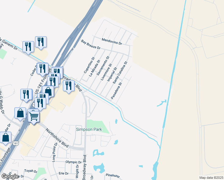 map of restaurants, bars, coffee shops, grocery stores, and more near 1025 Santa Catalina Street in Portland