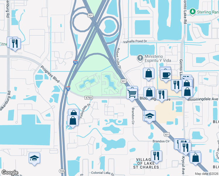 map of restaurants, bars, coffee shops, grocery stores, and more near 5819 Legacy Crescent Place in Riverview