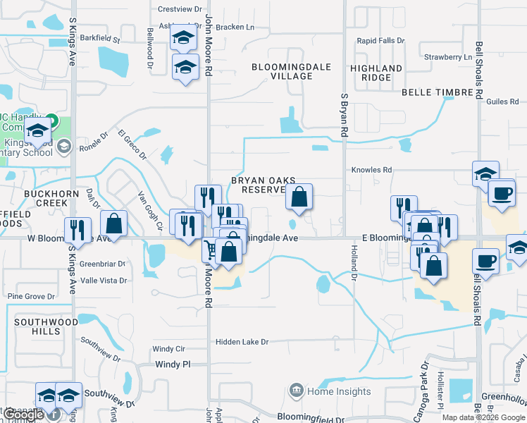 map of restaurants, bars, coffee shops, grocery stores, and more near 3209 Bloomingdale Villas Court in Brandon