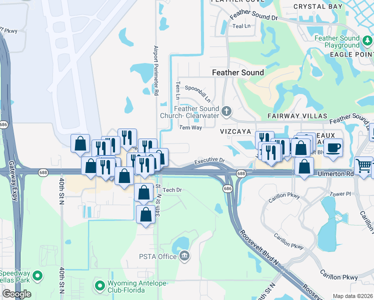 map of restaurants, bars, coffee shops, grocery stores, and more near 3215 Laurel Avenue in Clearwater