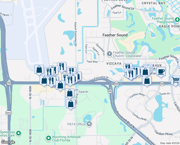 map of restaurants, bars, coffee shops, grocery stores, and more near 3215 Laurel Avenue in Clearwater