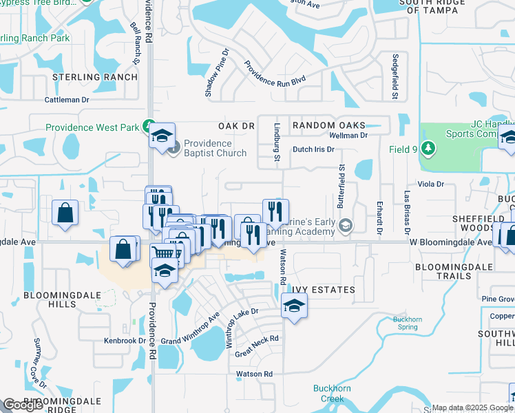 map of restaurants, bars, coffee shops, grocery stores, and more near 5719 Stockport Street in Riverview