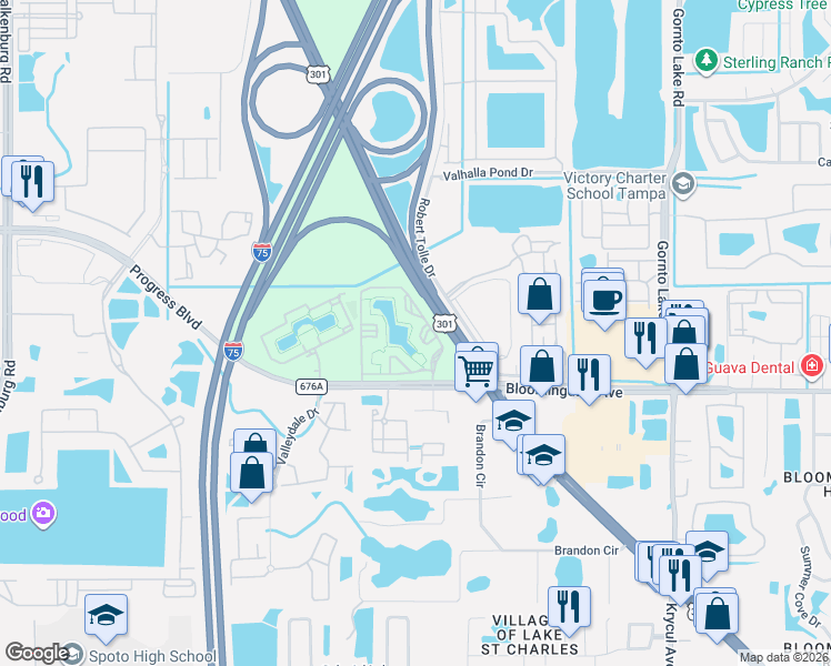 map of restaurants, bars, coffee shops, grocery stores, and more near 5817 Legacy Crescent Place in Riverview