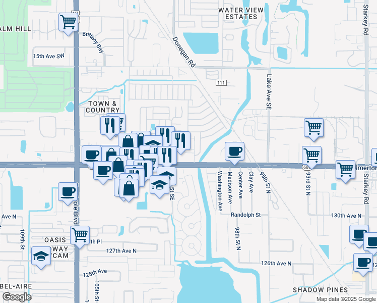 map of restaurants, bars, coffee shops, grocery stores, and more near 2280 10th Street Southeast in Largo