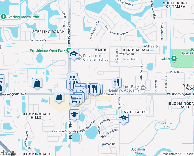map of restaurants, bars, coffee shops, grocery stores, and more near 5604 Stockport Street in Riverview