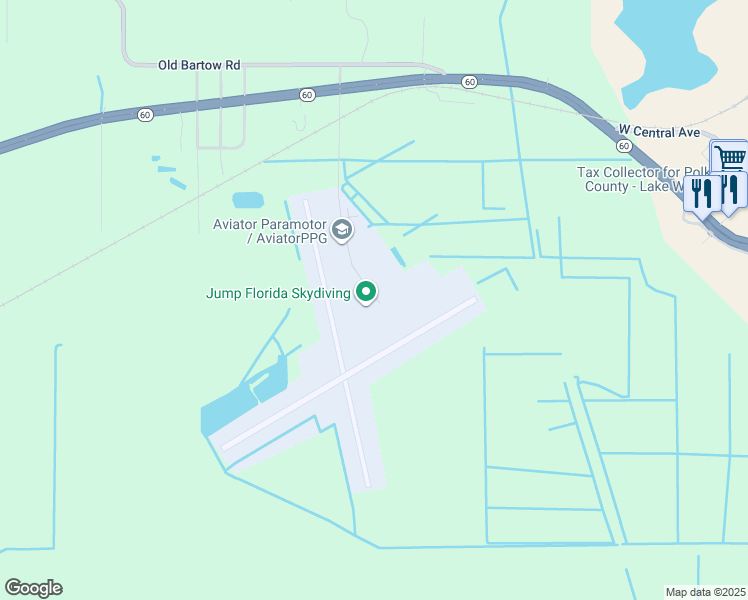 map of restaurants, bars, coffee shops, grocery stores, and more near 450 South Airport Road in Lake Wales