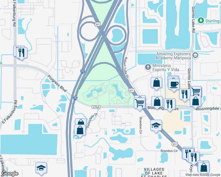 map of restaurants, bars, coffee shops, grocery stores, and more near 5819 Legacy Crescent Place in Riverview