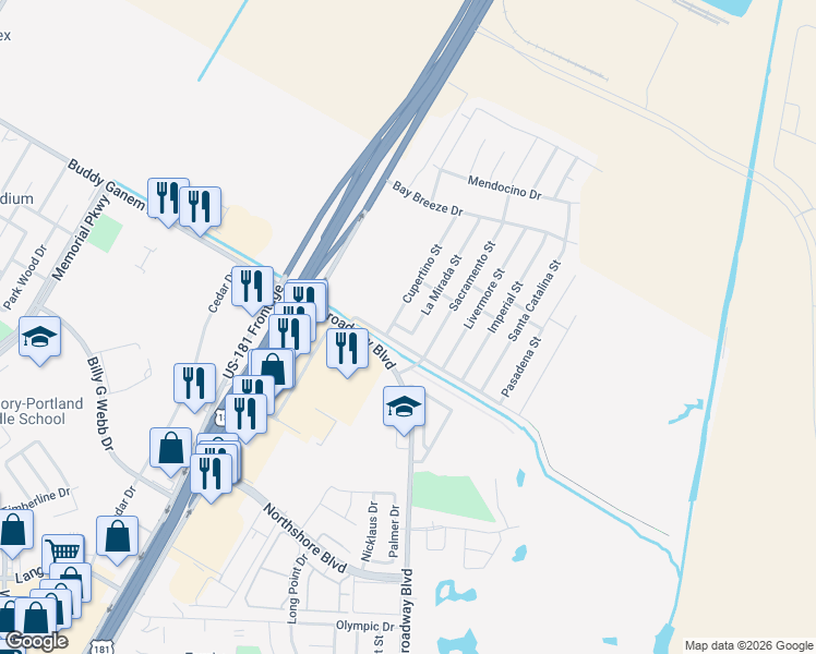 map of restaurants, bars, coffee shops, grocery stores, and more near 1012 Cupertino Street in Portland