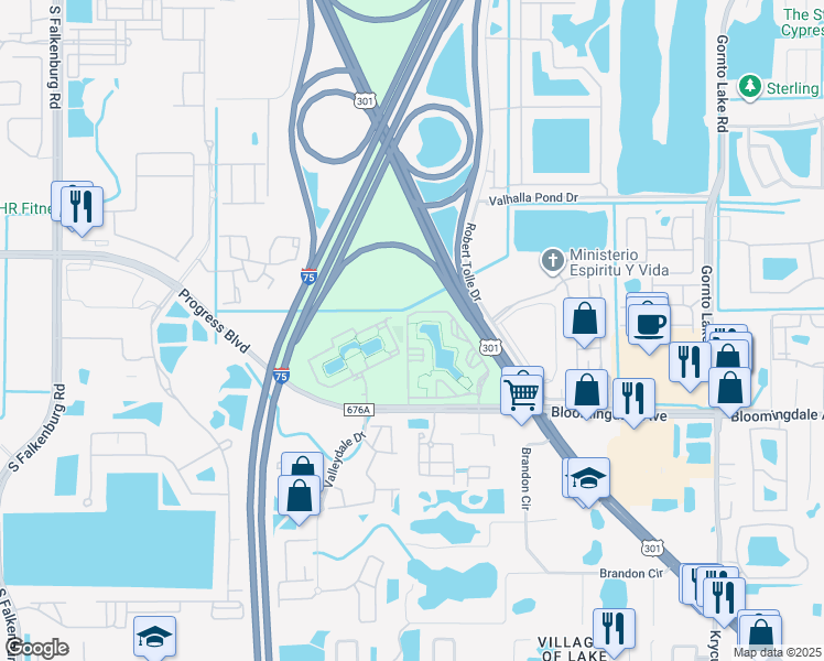 map of restaurants, bars, coffee shops, grocery stores, and more near 5613 Legacy Crescent Place in Riverview